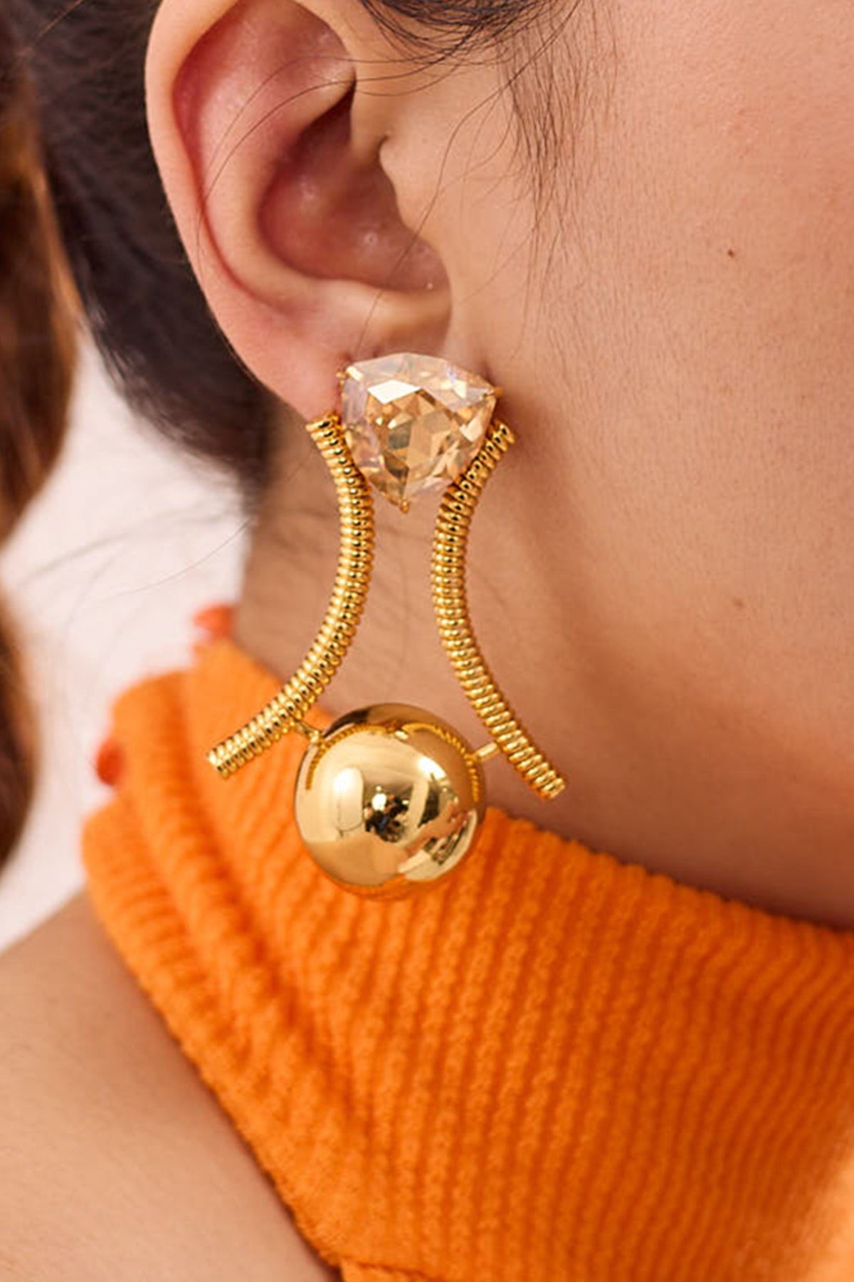 Buy Swarovski Crystal Gold Danglers by Ruhheite for Women online at ScrollnShops